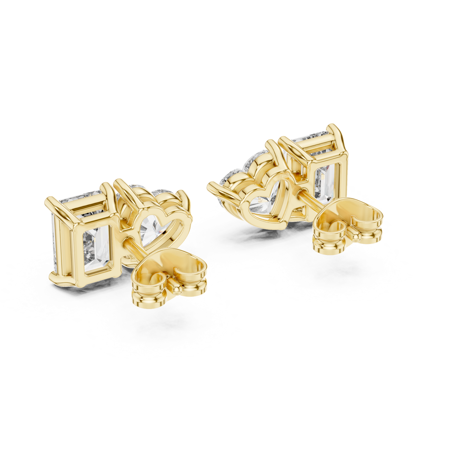 14K Solid Gold Lab Diamond Cluster Earrings, Yellow Gold, view 3