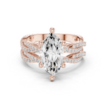 Gold Ring DDLR-300, Marquise center stone, Rose Gold