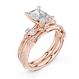 Gold Ring DDLR-299, Radiant center stone, Rose Gold, view 2