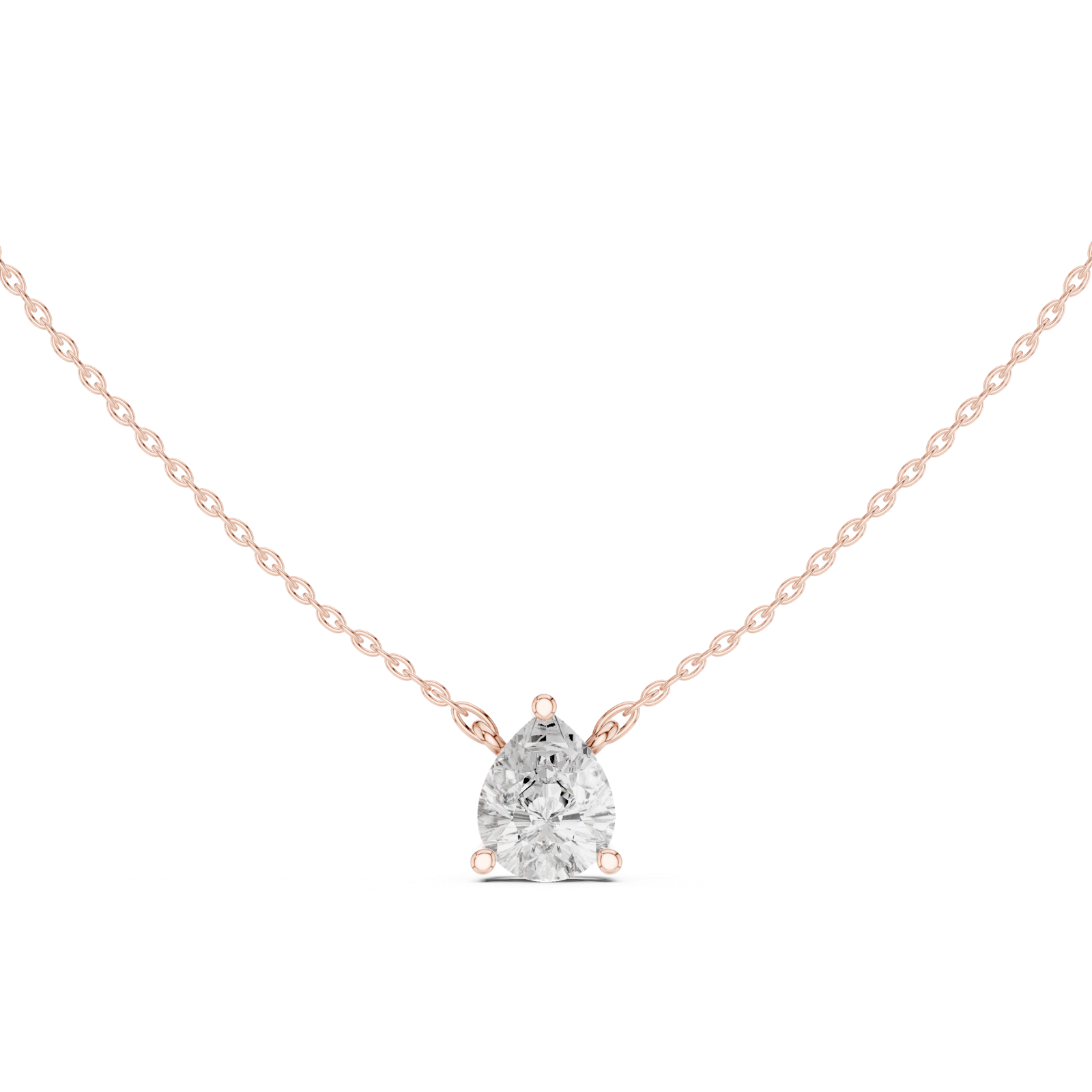 Gold Jewelry DDPO-001, Pear center stone, Rose Gold, view 4