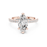 Gold Ring DDLR-040, Marquise center stone, Rose Gold, view 4