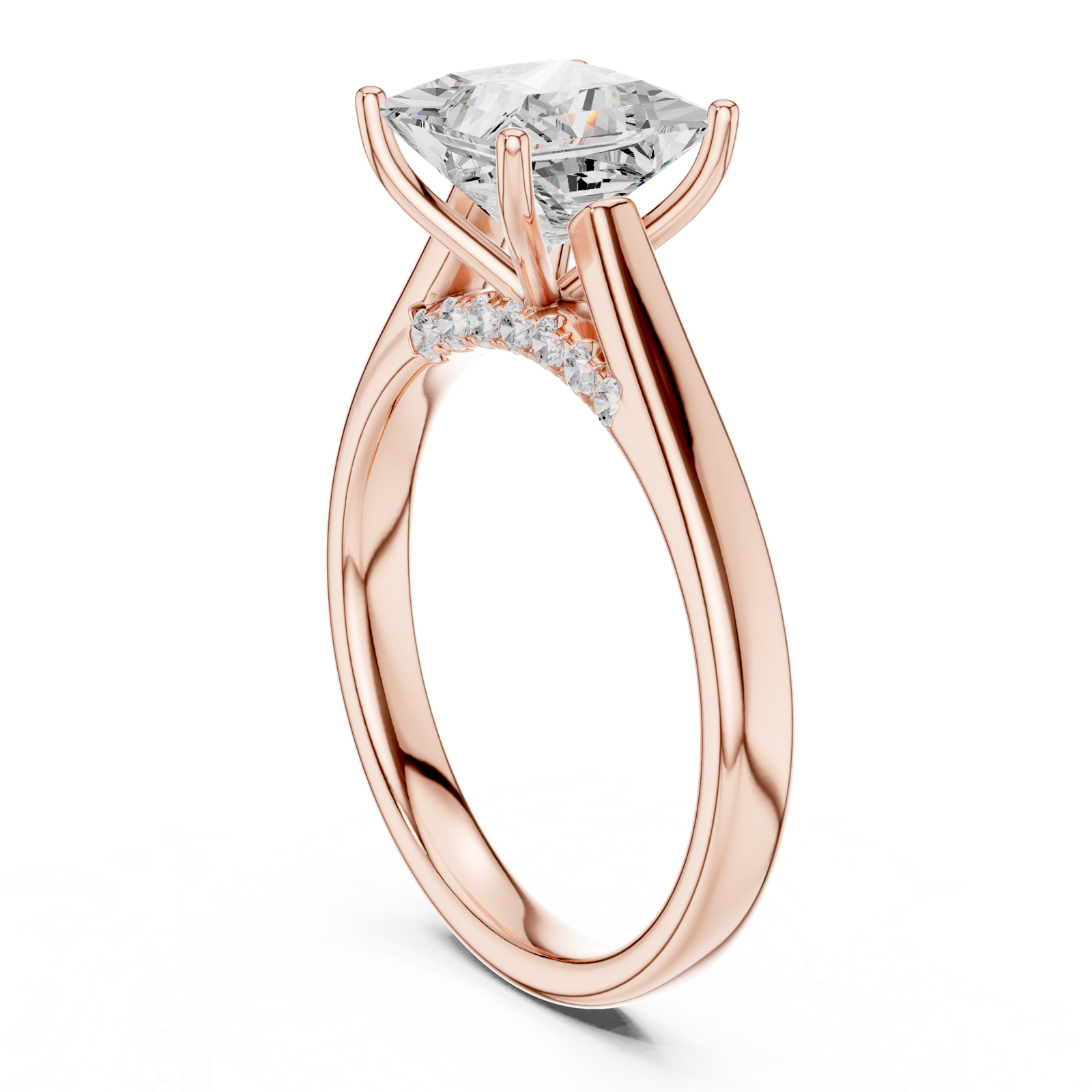 Gold Jewelry L36-18, Princess center stone, Rose Gold, view 1