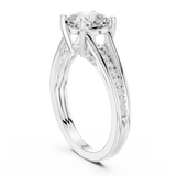Gold Ring, Cushion center stone, White Gold, view 1