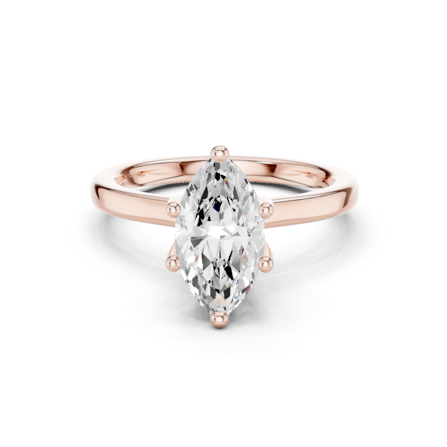 Gold Ring DDLR-176, Marquise center stone, Rose Gold