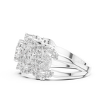 14K Solid Gold Lab Diamond Three-Stone Ring, White Gold, view 3