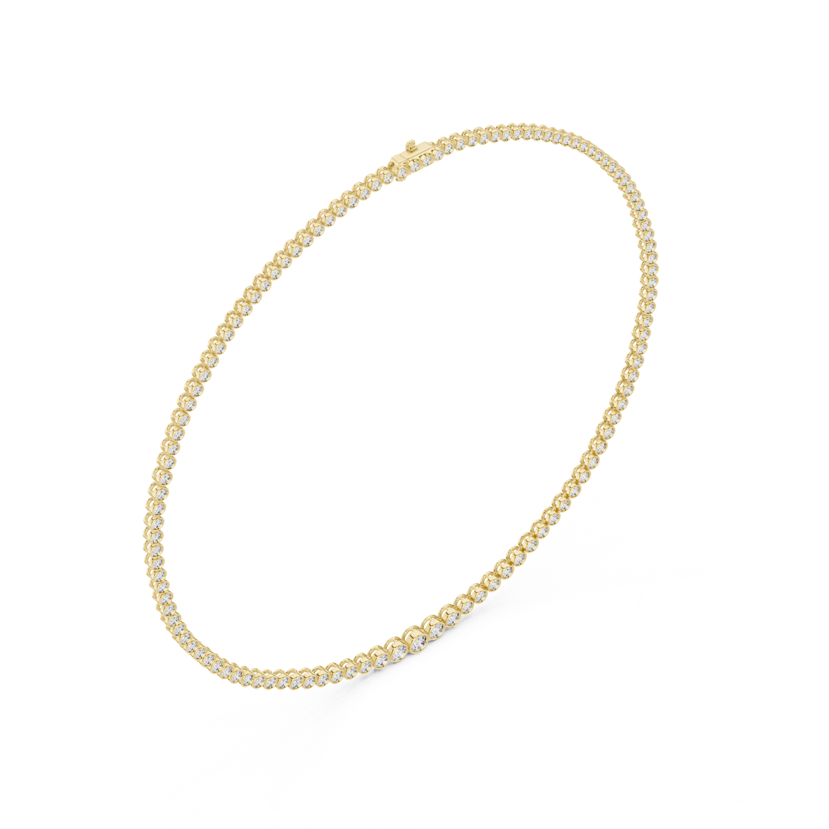14K Solid Gold Lab Diamond Tennis Necklace, Yellow Gold