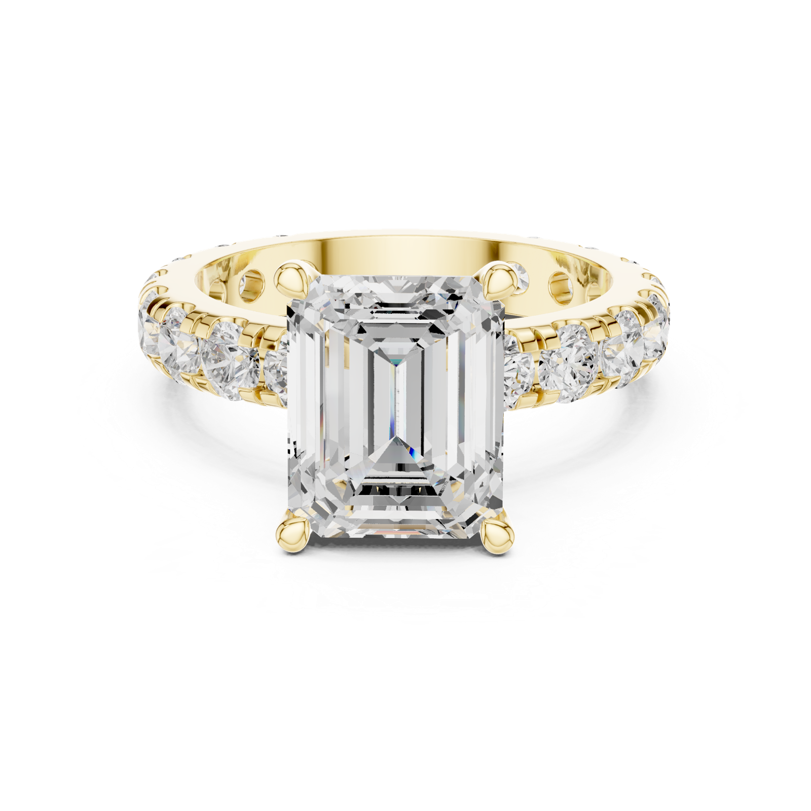 Gold Jewelry, Emerald center stone, Yellow Gold, view 4