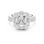 Gold Ring, Asscher center stone, White Gold, view 4