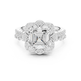 Gold Ring, Asscher center stone, White Gold, view 4