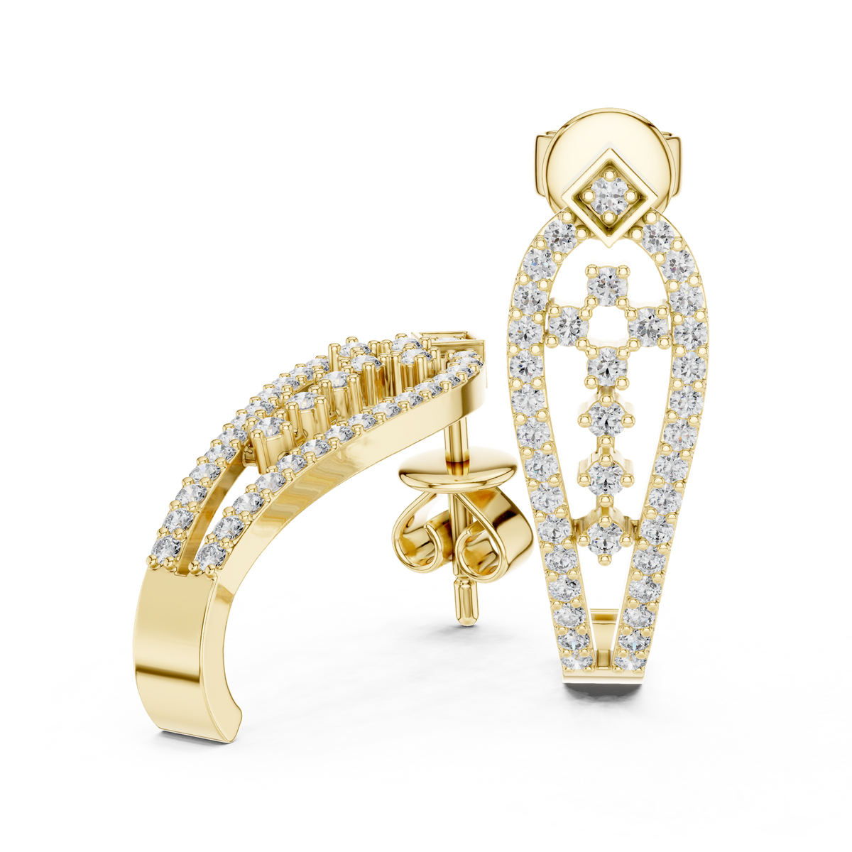 14K Solid Gold Lab Diamond Drop Earrings, Yellow Gold, view 1