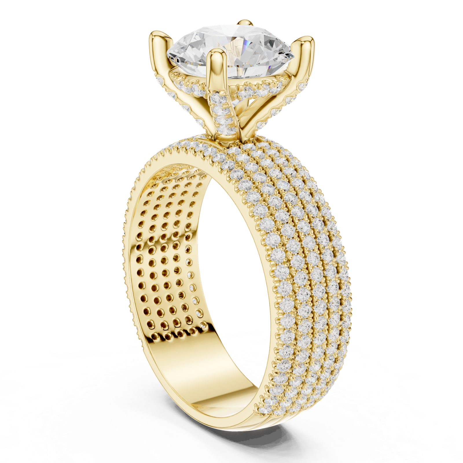 Gold Ring, Round center stone, Yellow Gold, view 1