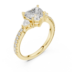 Gold Ring, Heart center stone, Yellow Gold, view 2