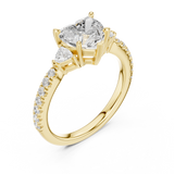 Gold Ring, Heart center stone, Yellow Gold, view 2