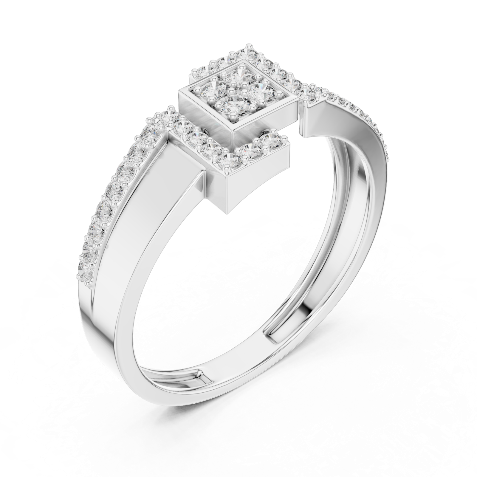 Gold Ring LR-01 (48), White Gold, view 2