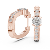 14K Solid Gold Lab Diamond Huggie Earrings, Rose Gold, view 1