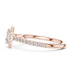 Gold Halo Pave Engagement Ring, Asscher center stone, Rose Gold, view 3