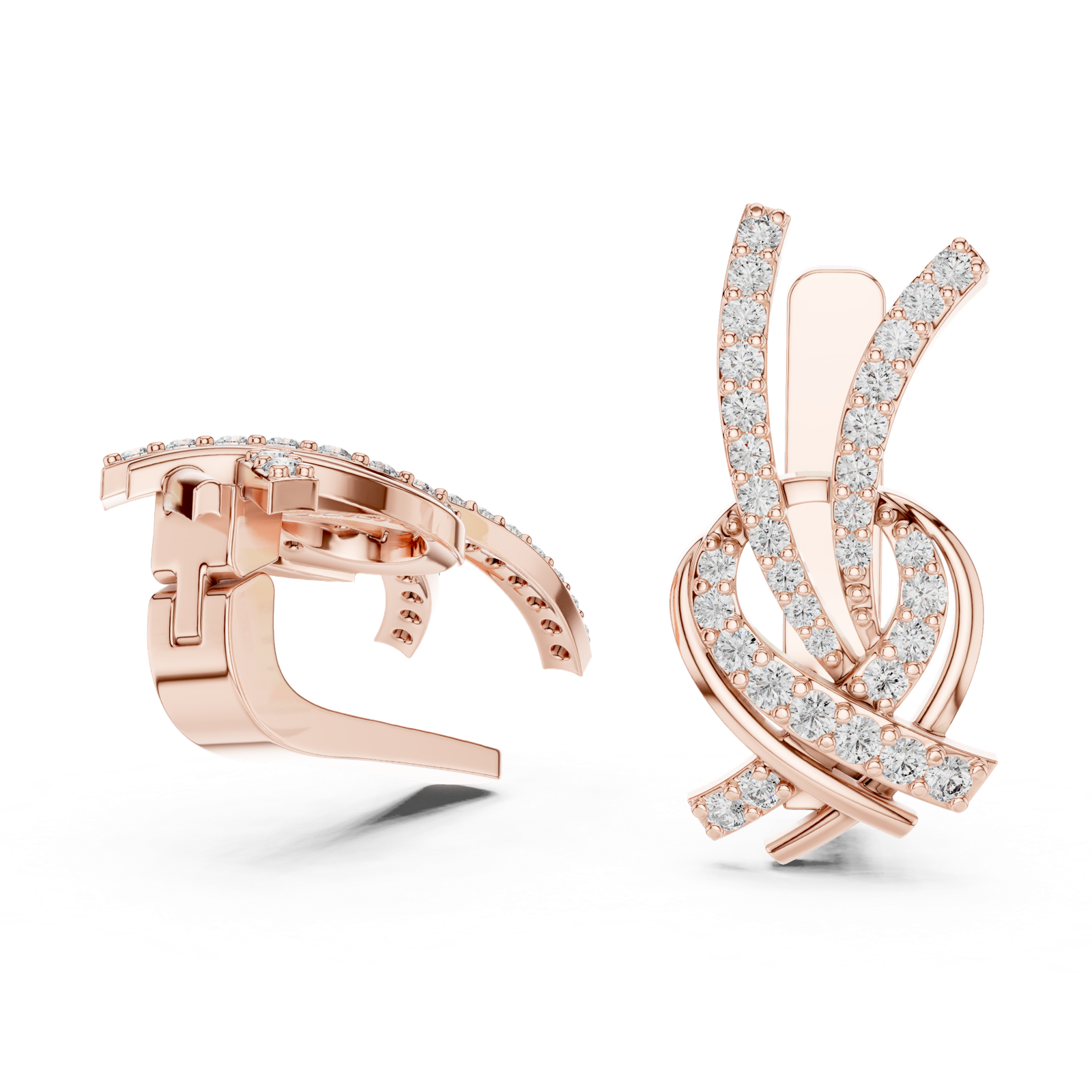 Gold Earrings L03-26, Rose Gold, view 1