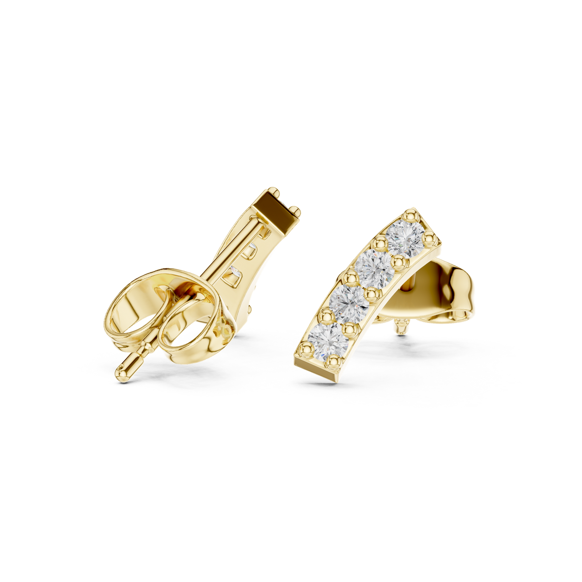 14K Solid Gold Lab Diamond Cluster Earrings, Yellow Gold, view 1