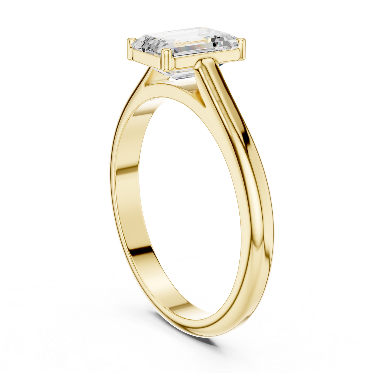 14K Solid Gold Lab Diamond Solitaire Ring, Yellow Gold, view 1