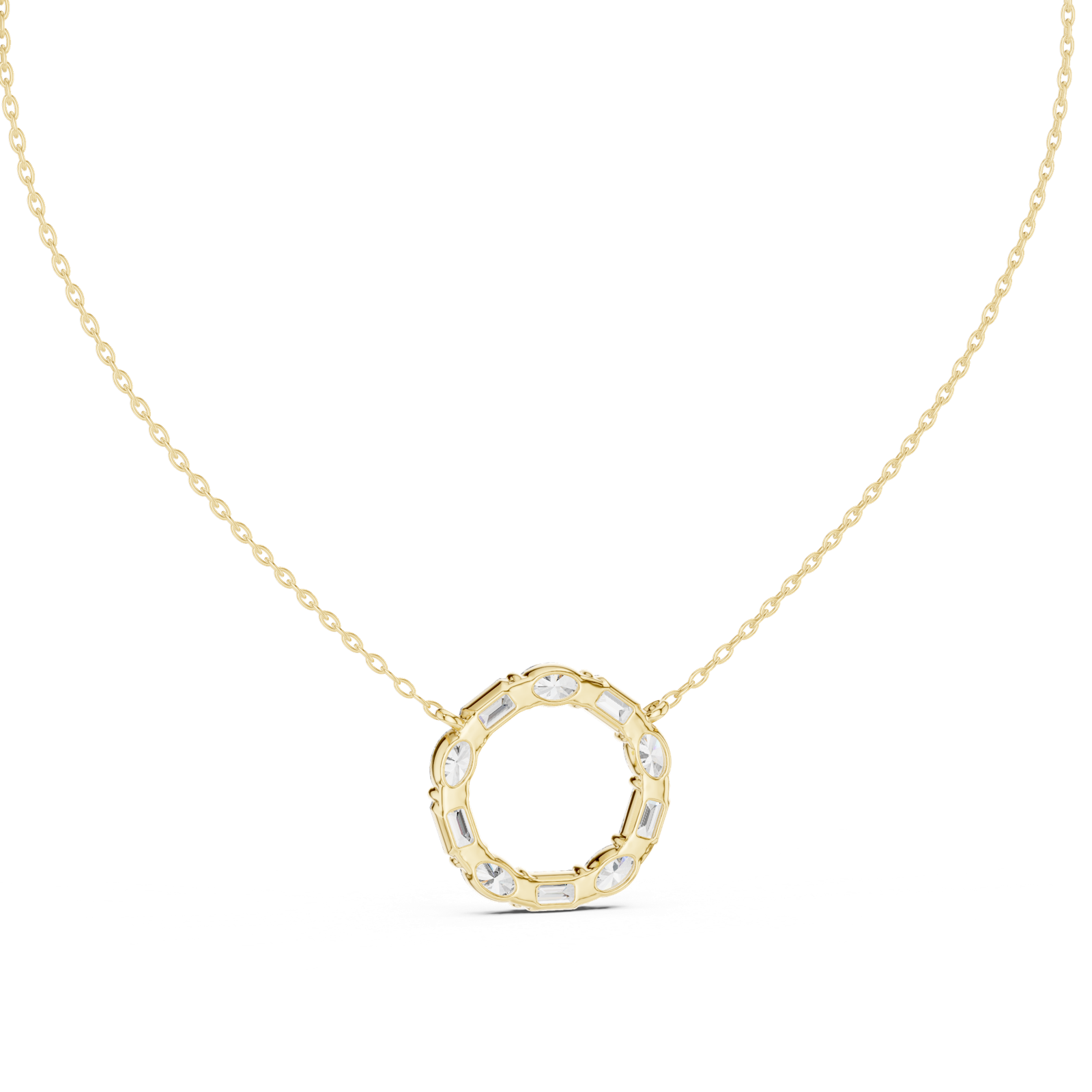 14K Solid Gold Lab Diamond Pendant Necklace, Yellow Gold, view 4