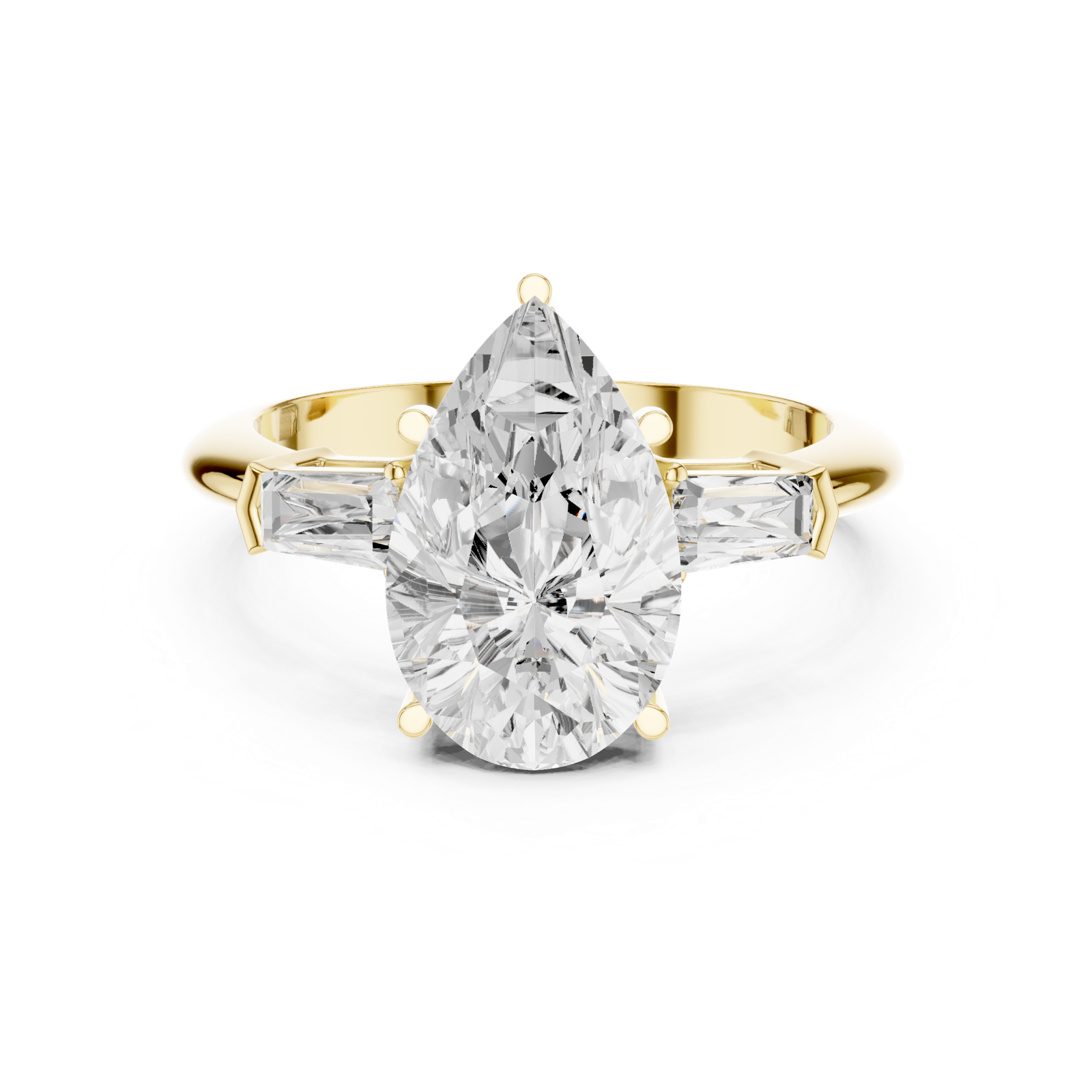Gold Jewelry L35-67, Pear center stone, Yellow Gold, view 4