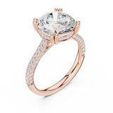 Gold Ring DDLR-260, Round center stone, Rose Gold, view 2
