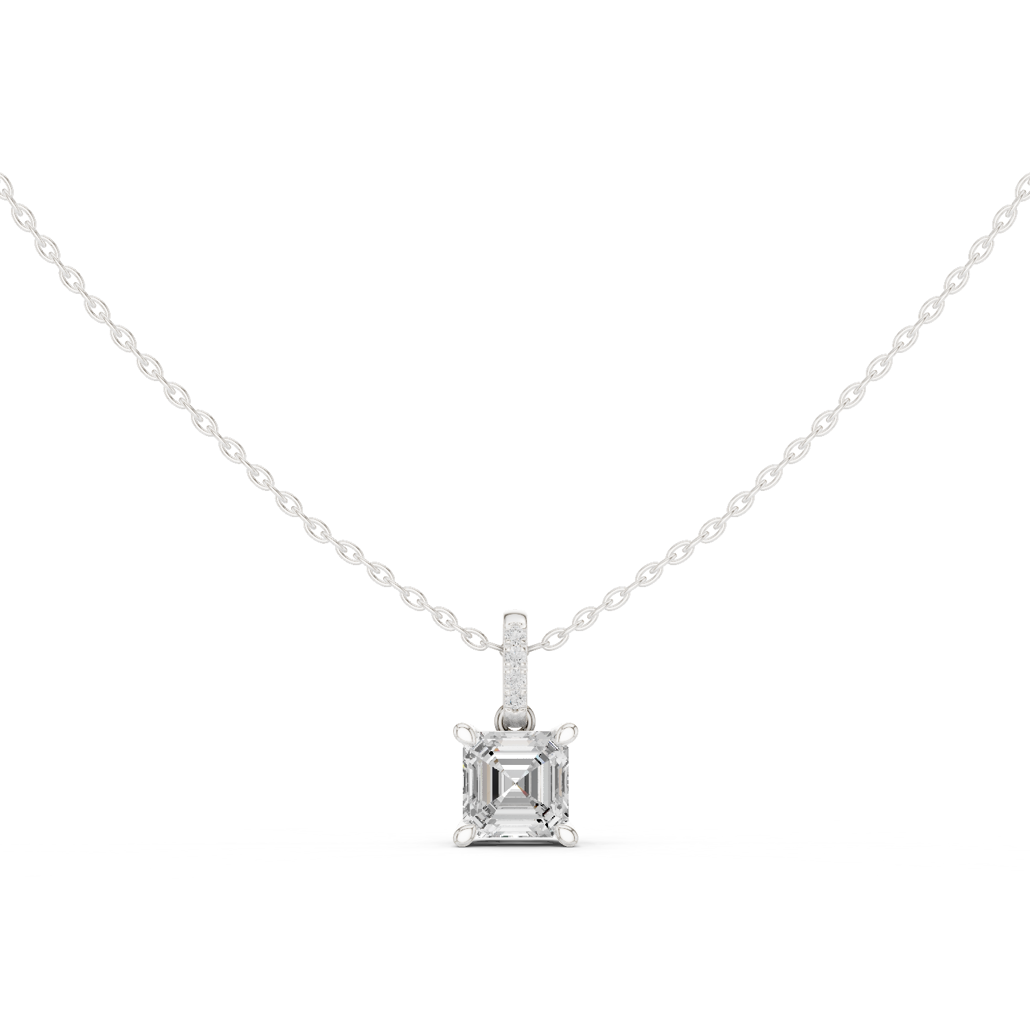Gold Jewelry, Asscher center stone, White Gold