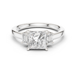 Gold Ring DDLR-038, Pear center stone, White Gold
