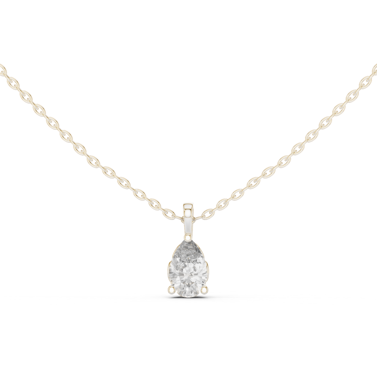 14K Solid Gold Lab Diamond Solitaire Pendant Necklace, White Gold