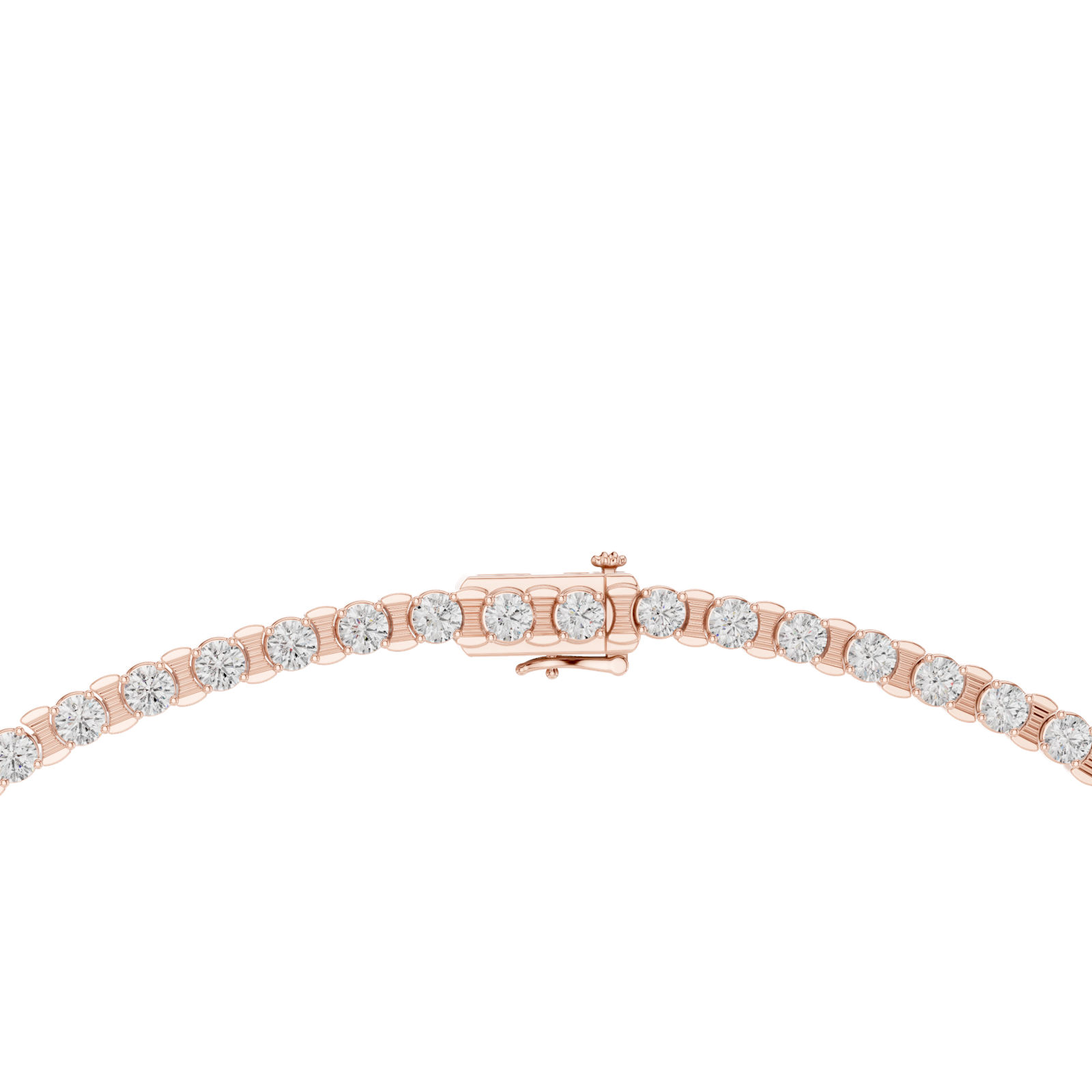 14K Solid Gold Lab Diamond Tennis Necklace, Rose Gold, view 4