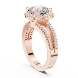 Gold Ring DDLR-350, Cushion center stone, Rose Gold, view 1