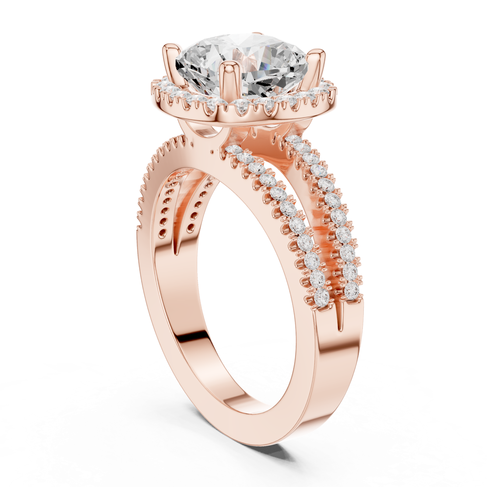 Gold Ring DDLR-350, Cushion center stone, Rose Gold, view 1