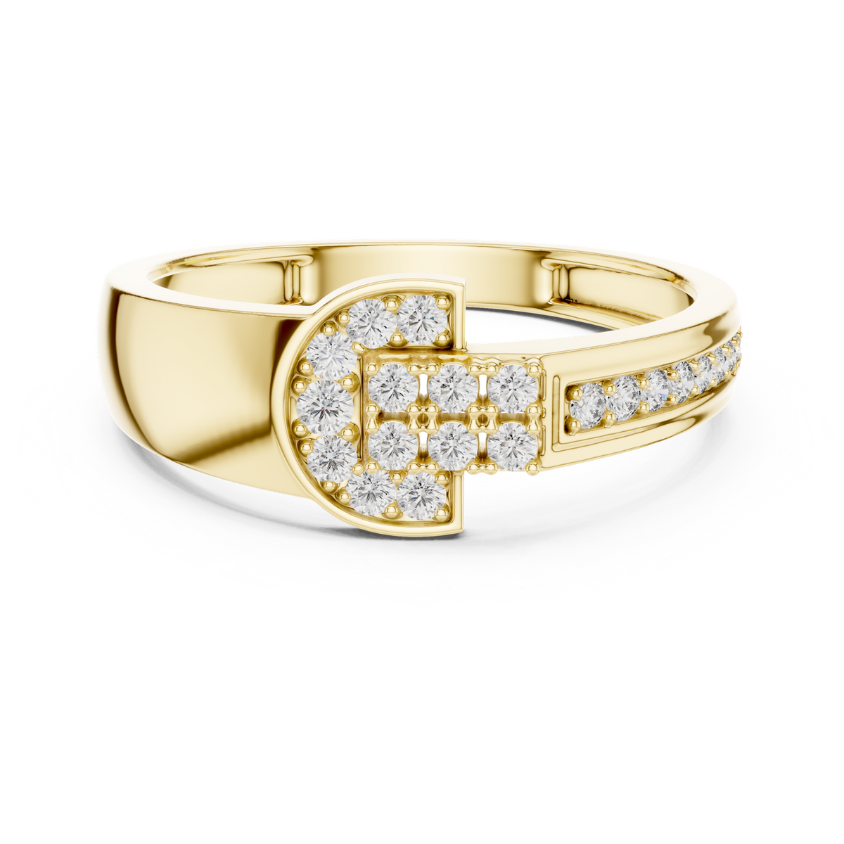 14K Solid Gold Lab Diamond Cluster Ring, Yellow Gold