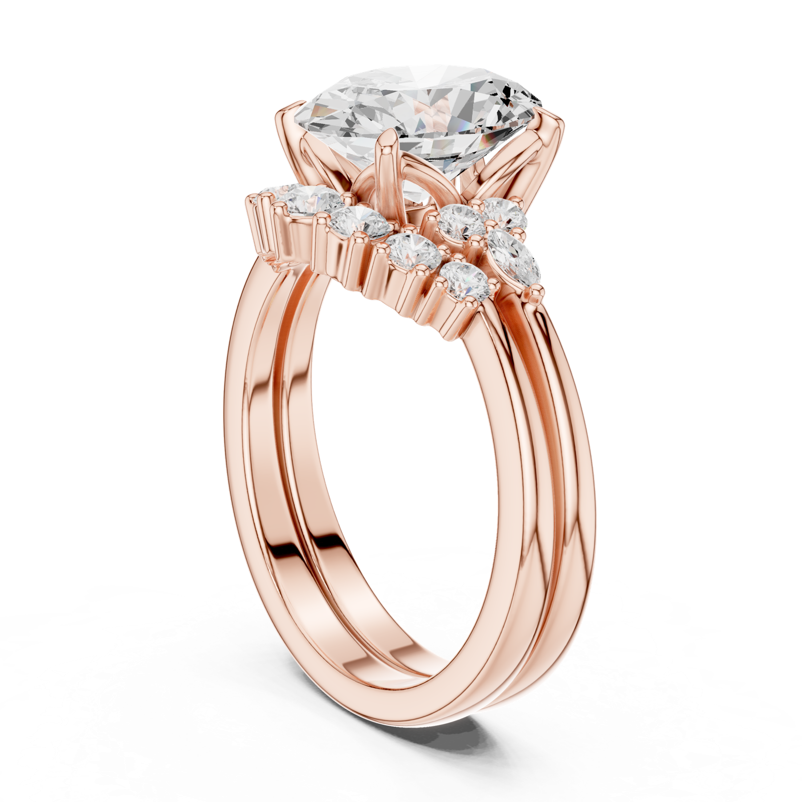 Gold Ring DDLR-440, Oval center stone, Rose Gold, view 1