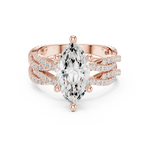 Gold Ring DDLR-300, Marquise center stone, Rose Gold, view 4