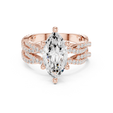 Gold Ring DDLR-300, Marquise center stone, Rose Gold, view 4