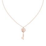 14K Solid Gold Lab Diamond Pendant Necklace, Rose Gold