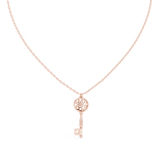 14K Solid Gold Lab Diamond Pendant Necklace, Rose Gold