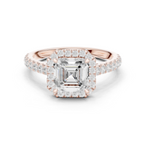 Gold Ring DDLR-118, Asscher center stone, Rose Gold