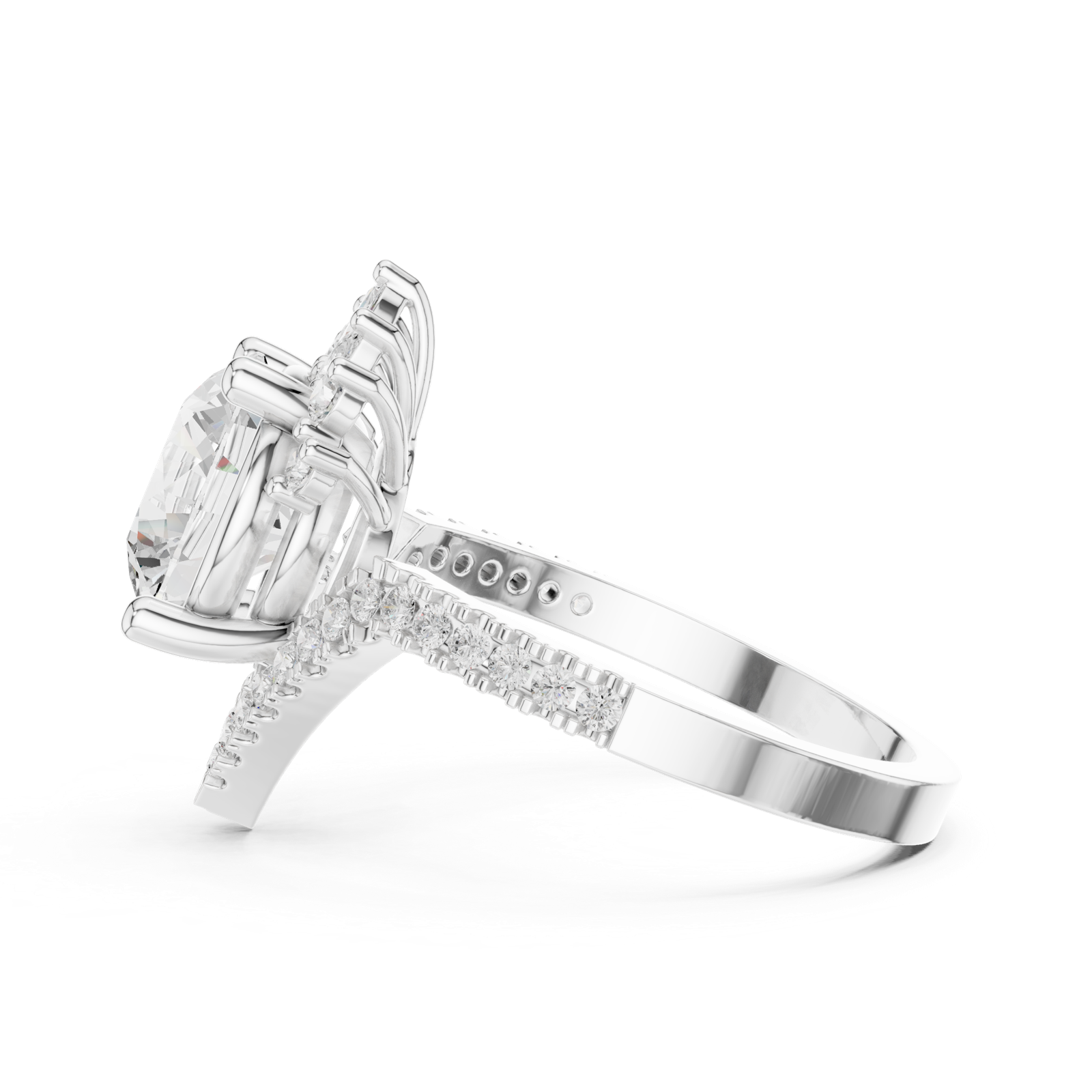 Gold Ring DDLR-406, White Gold, view 3