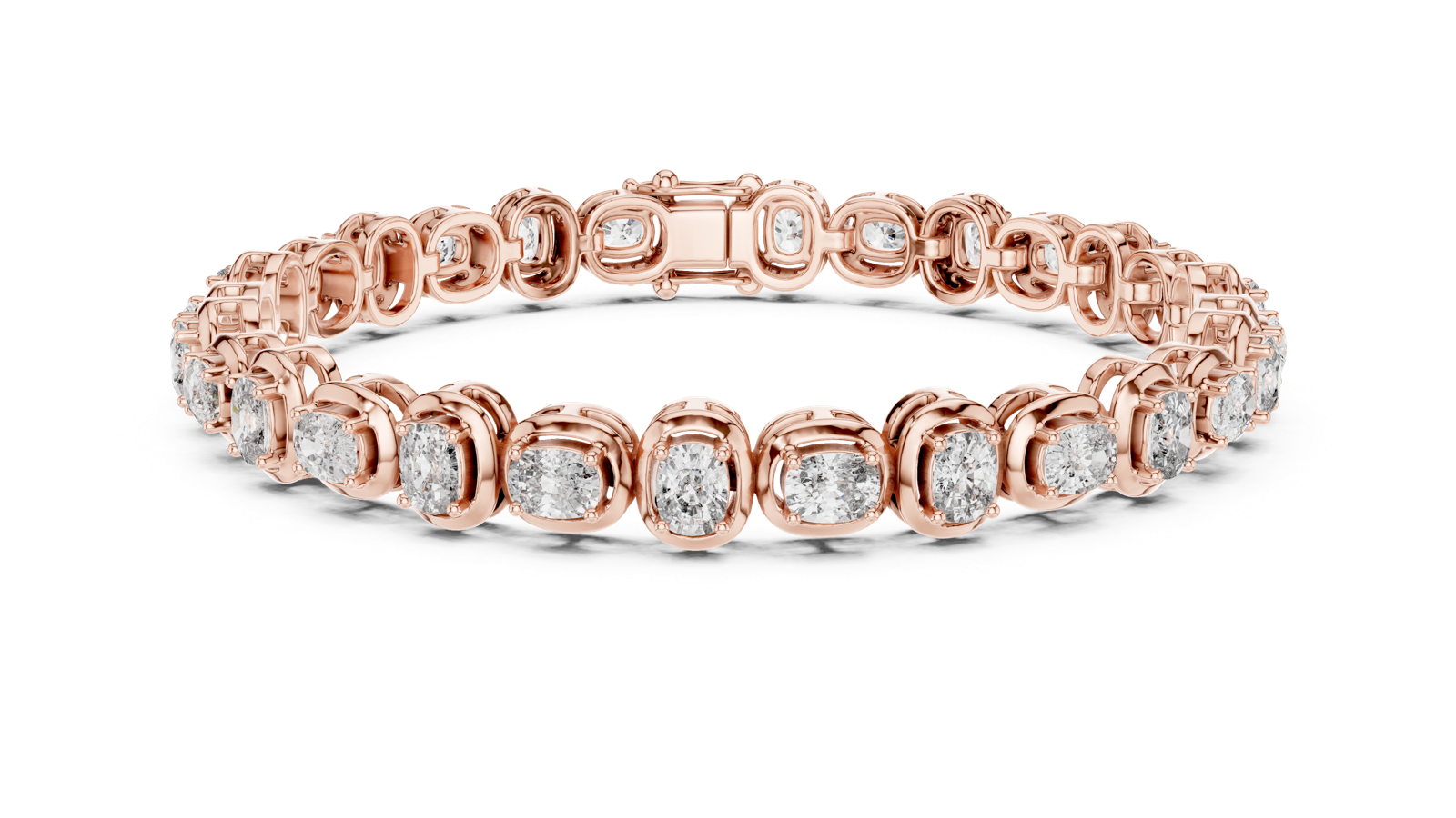 14K Solid Gold Lab Diamond Bracelet, Rose Gold, view 4
