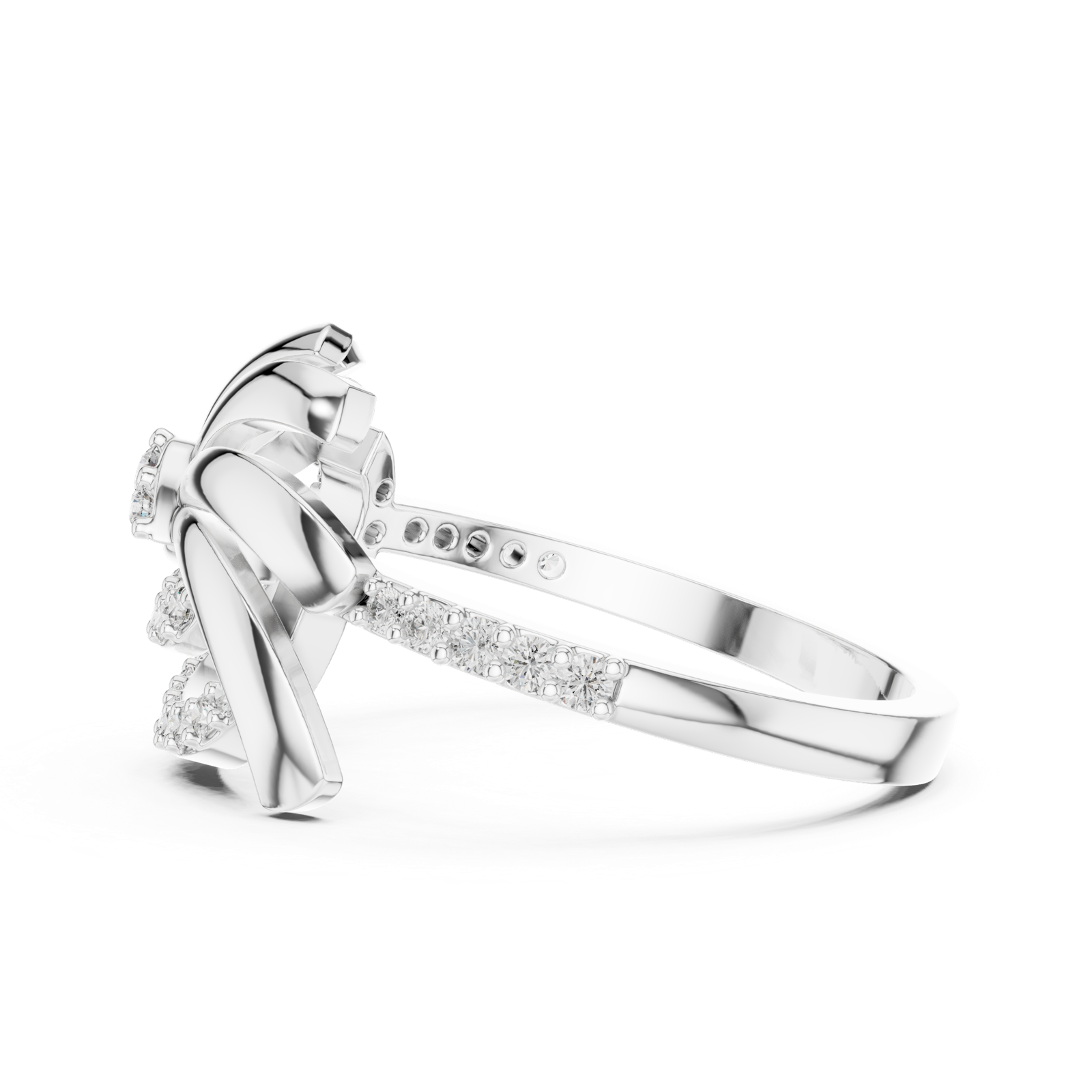 Gold Ring LR-01 (86), White Gold, view 3