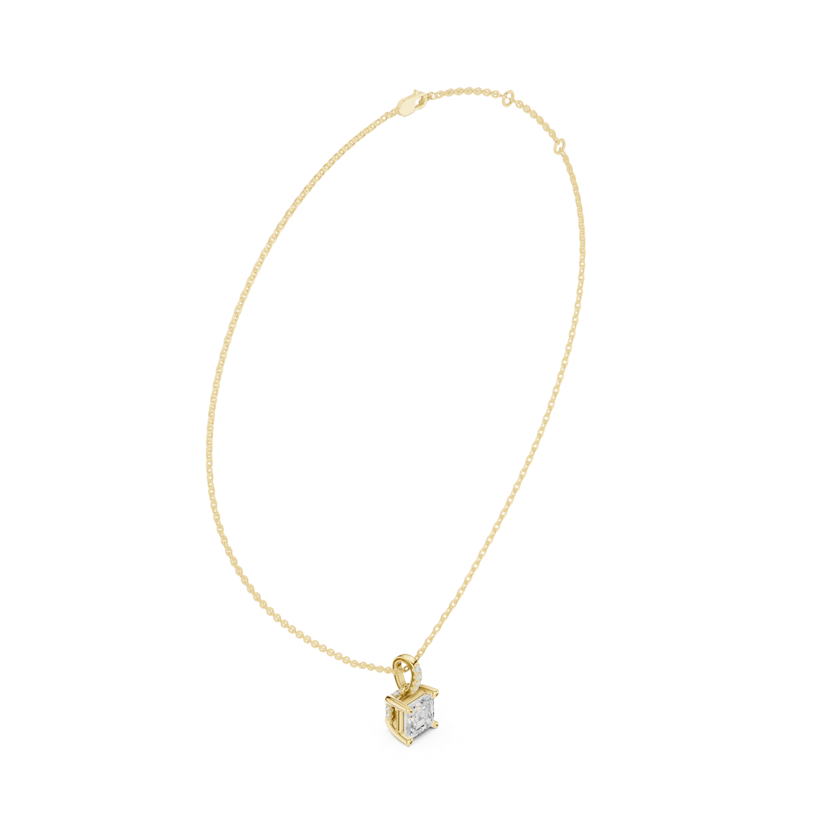 Gold Jewelry, Asscher center stone, Yellow Gold, view 1
