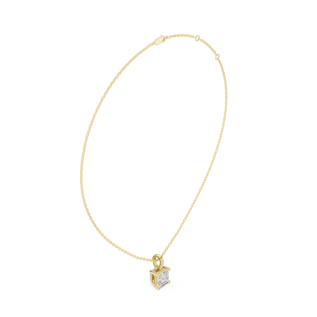 Gold Jewelry, Asscher center stone, Yellow Gold, view 1