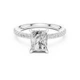 Gold Ring DDLR-256, Radiant center stone, White Gold, view 4