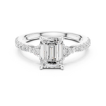 Gold Ring, Emerald center stone, White Gold, view 4