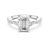 Gold Ring, Emerald center stone, White Gold, view 4