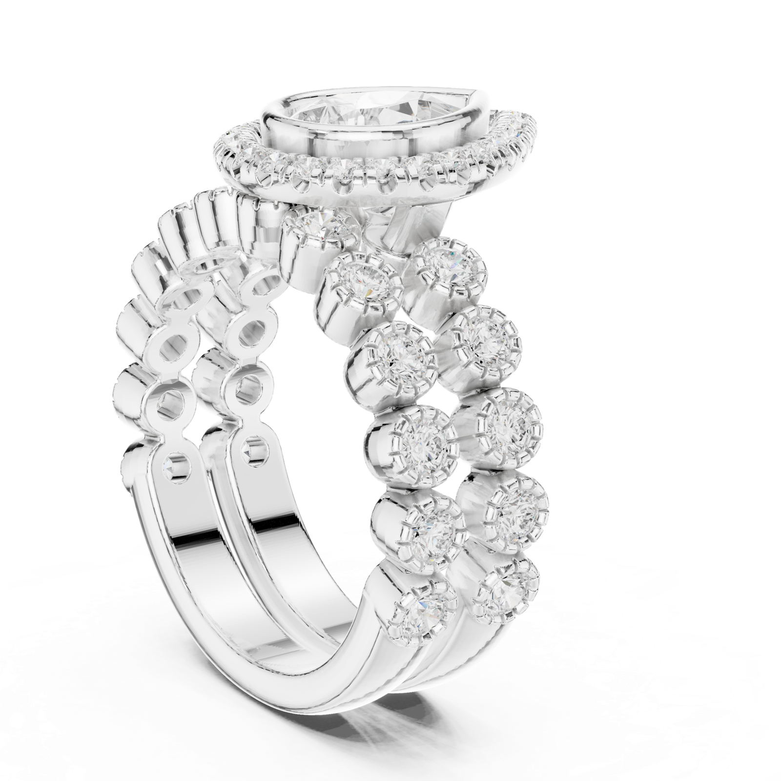 Gold Ring DDLR-296, White Gold, view 1