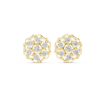 14K Solid Gold Lab Diamond Cluster Earrings, Yellow Gold