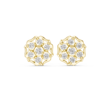 14K Solid Gold Lab Diamond Cluster Earrings, Yellow Gold
